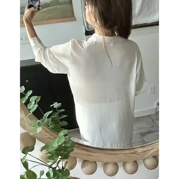 Vintage Dentelle Size Large Pale Pink Silky Satin Chiffon Pajama Set Lingerie - Picture 4 of 14